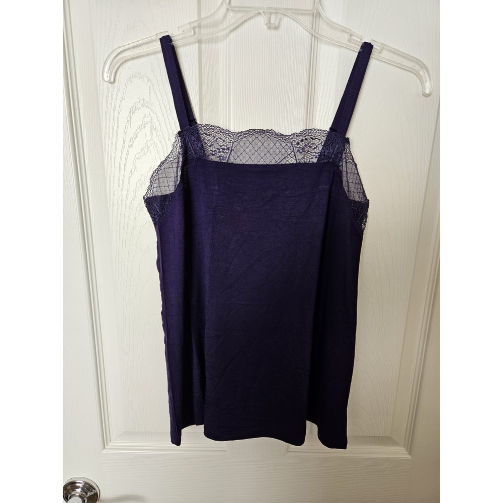 NWT Colleen Lopez Lace Trim Adjustable Strap Purple Camisole Tank, XXS